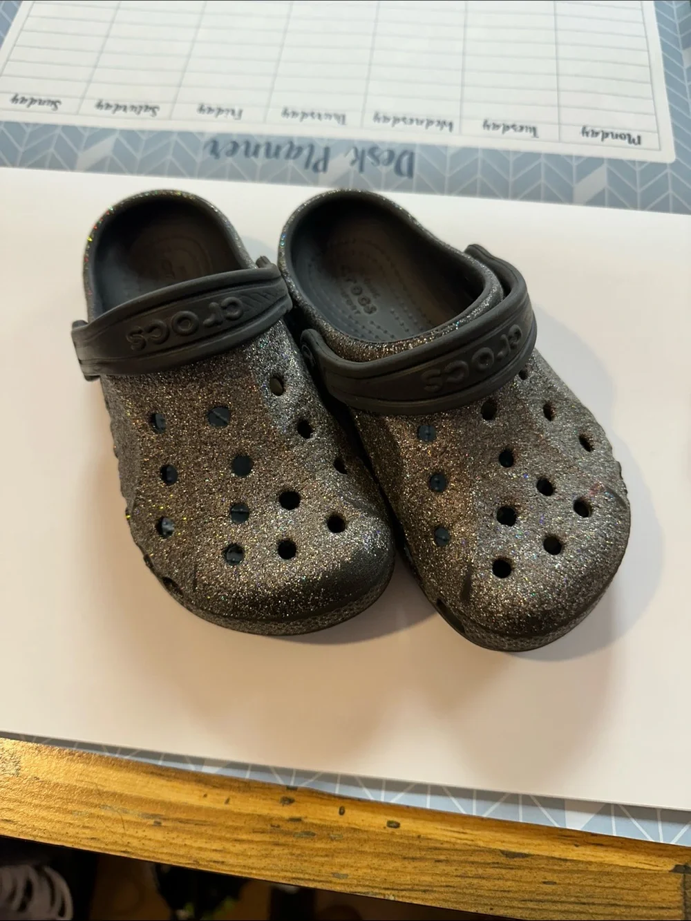 CROCS Kids' Glitter Clogs in Black